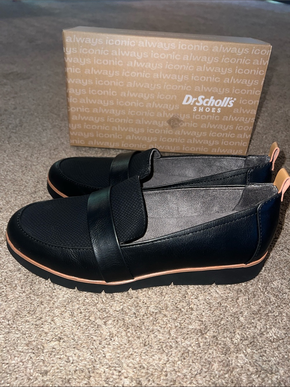 Dr. Scholl's Webster Black Loafers with Tan Accent - Picture 3 of 6